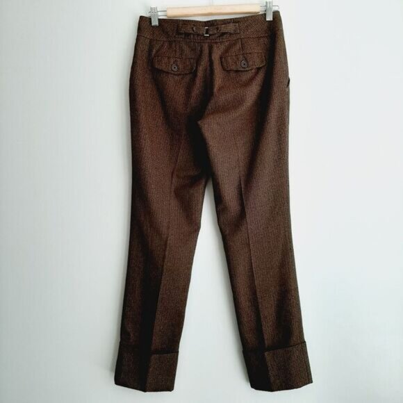 CARTONNIER / Anthropolgie Cropped Cuffed Pants Brown Houndstooth Sz 2 Flawed - Picture 7 of 14